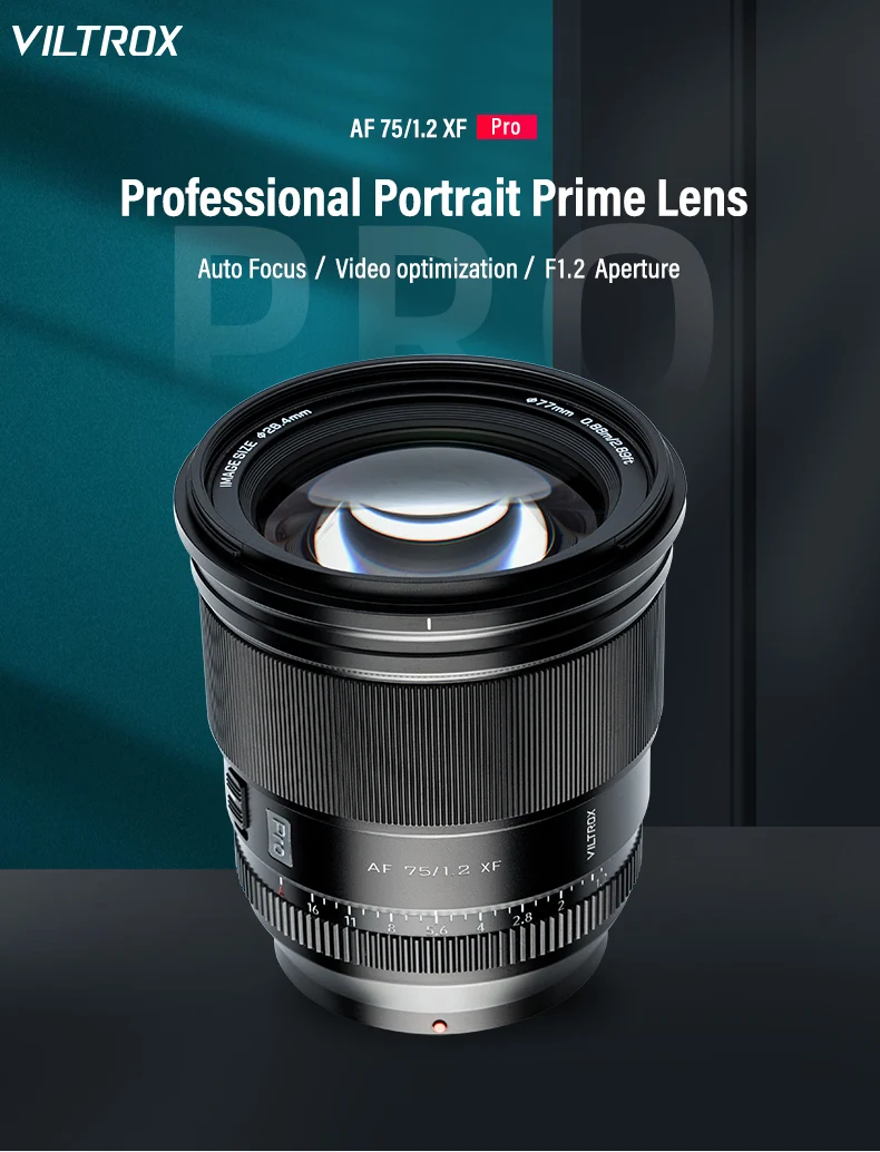 VILTROX 75mm Auto Focus Large Aperture Portrait APS-C for Fujifilm XF Mount Came