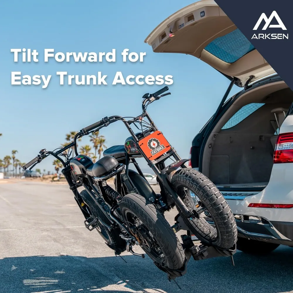 Electric Bike Rack Hitch Foldable Quick Release Smart Tilting 2 Ebike Rack Platform Style Carrier with Car Lock