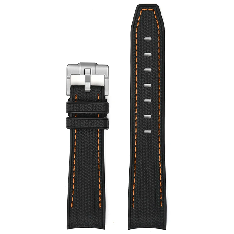 Diving Curved End Silicone Rubber Watch Strap, 20mm