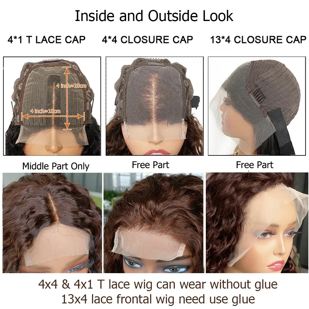 Brown Lace Front Wig Water Wave 100% Human Hair Wig For Women Curly Pre-plucked Transparent Lace Closure BOBBI human hair wig,lace front wigs