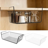 Hanging Mesh Storage Basket, Wire Shelf Rack for Cupboard Under Desk Closet,S L Size Iron Organizer, Space Saving Slide-On Mount 1