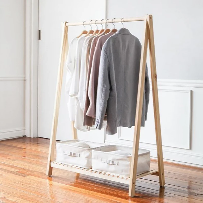 

Nordic style solid wood multifunctional clothes and hats rack, shoe rack, bedroom, living room, household simple clothes rack, s