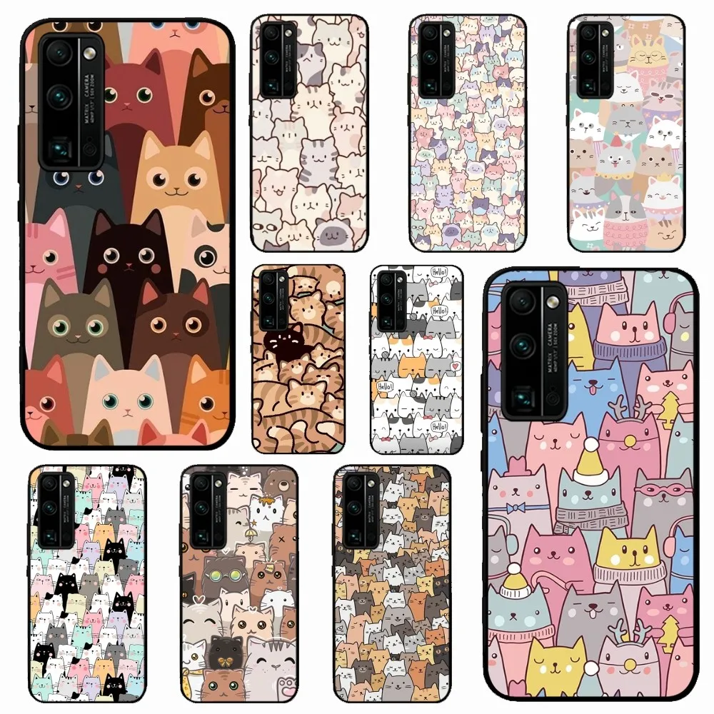

Cartoon Cute Cats Background Phone Case For Huawei Honor 10 Lite 9 20 7A Pro 9X Pro 30 Pro 50 Pro 60 Pro 70 Pro Plus