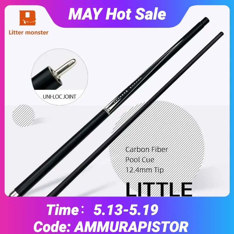 

Little Monster Carbon Cue 12.4mm Tip 147cm Length Carbon Fiber Shaft 1/2 Split Cue Uniloc Joint Technology Butt Pool Cue Stick