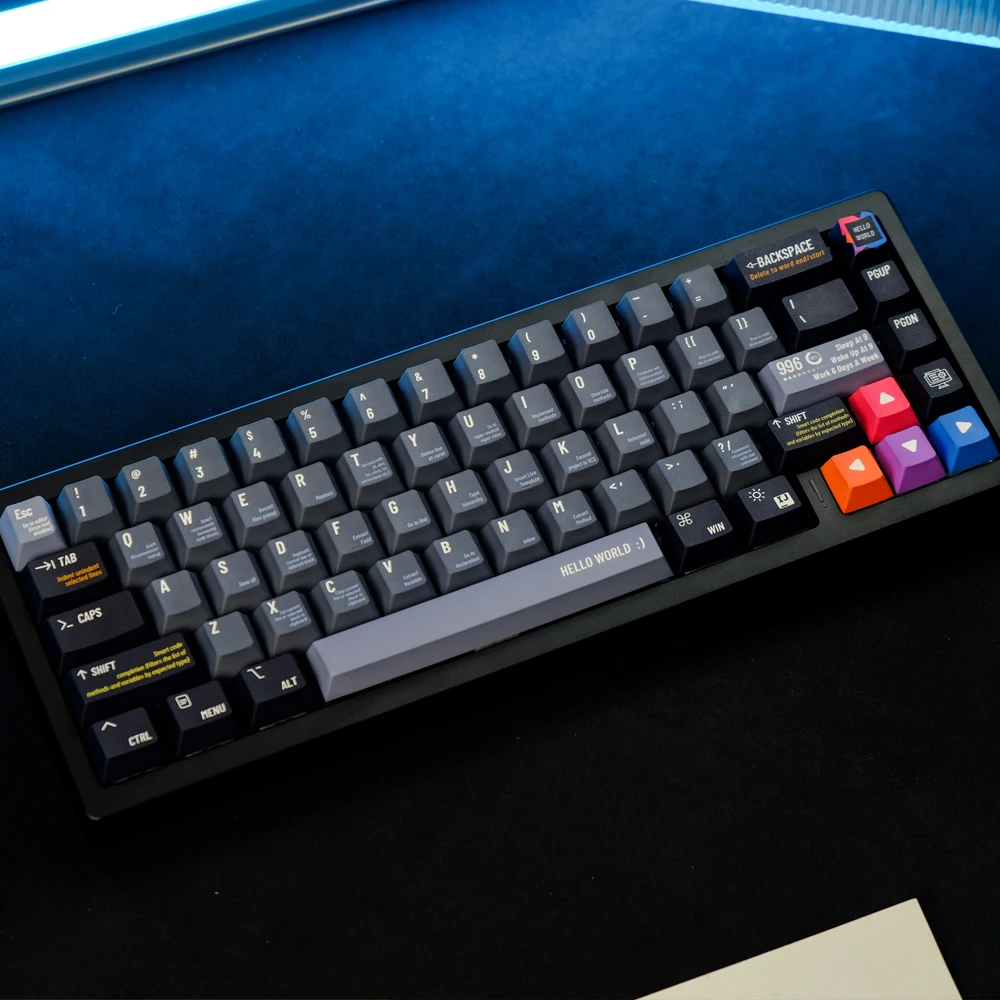 Keycap Teclado Mecânico Olá Mundial Programador Keycaps Perfil Cereja Pbt Sublimação Dye Interruptor mx 1.75u 129 Chaves - Imagem 2
