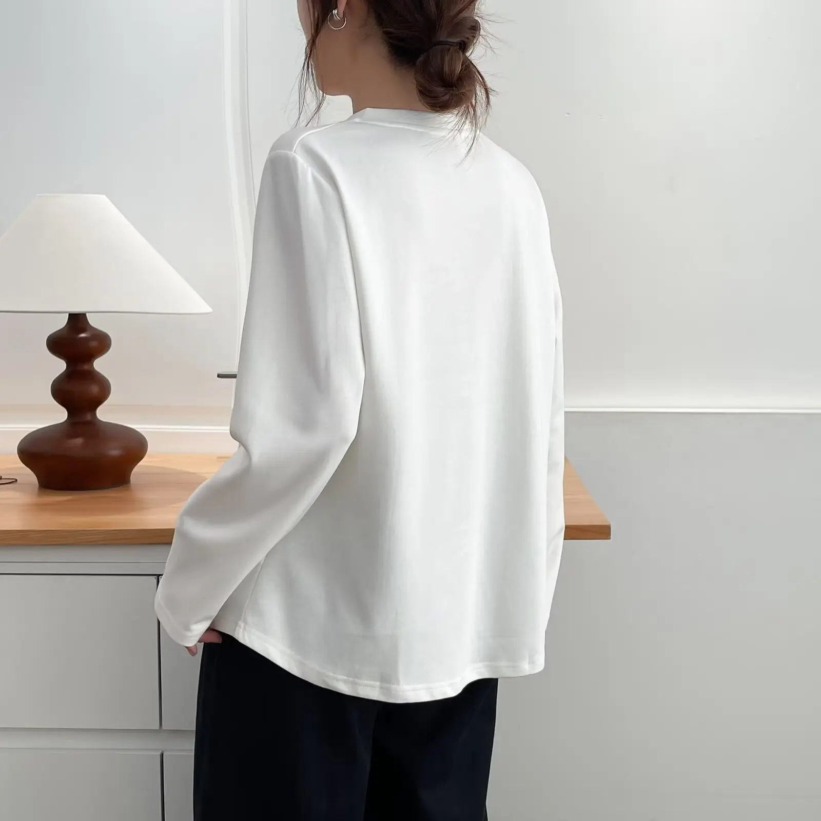 Fashion Plus Size Women's T-Shirt Autumn New One Button Long Sleeve Casual Tops 2563