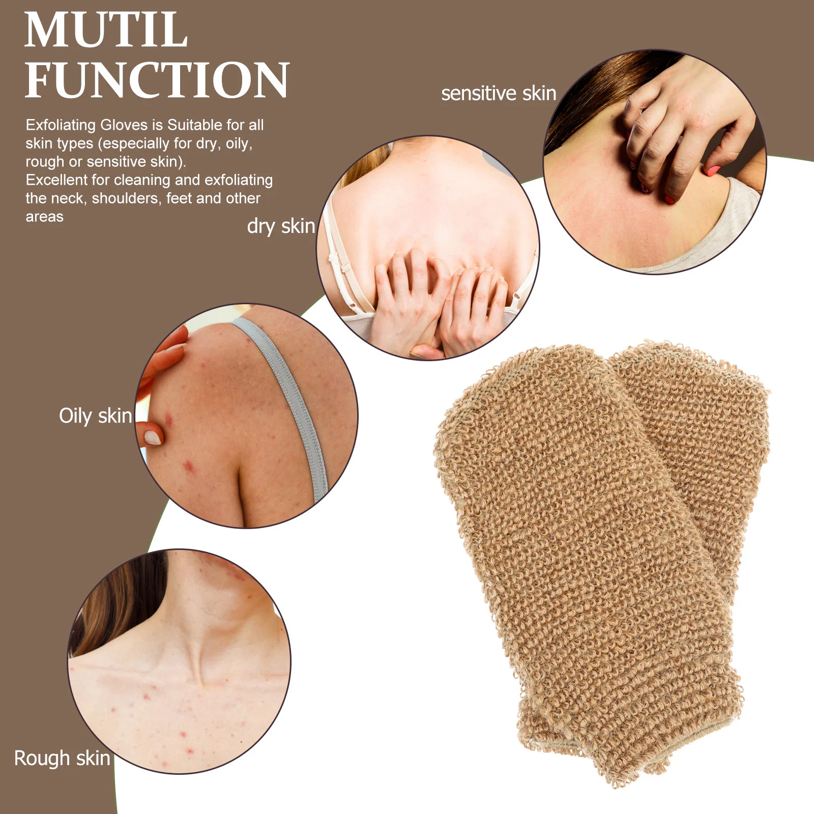2 PCS Jute Bath Gloves Scrubbing Towels for Body Shower Hand Cleaning Washing Tool 5