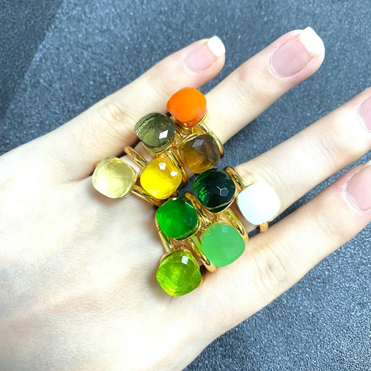 10.6mm Classic Candy Crystal Ring Fashion Jewelry Rose-Gold Plated Colorful Rings Women Girlfriend Birthday Gift Valentine 4