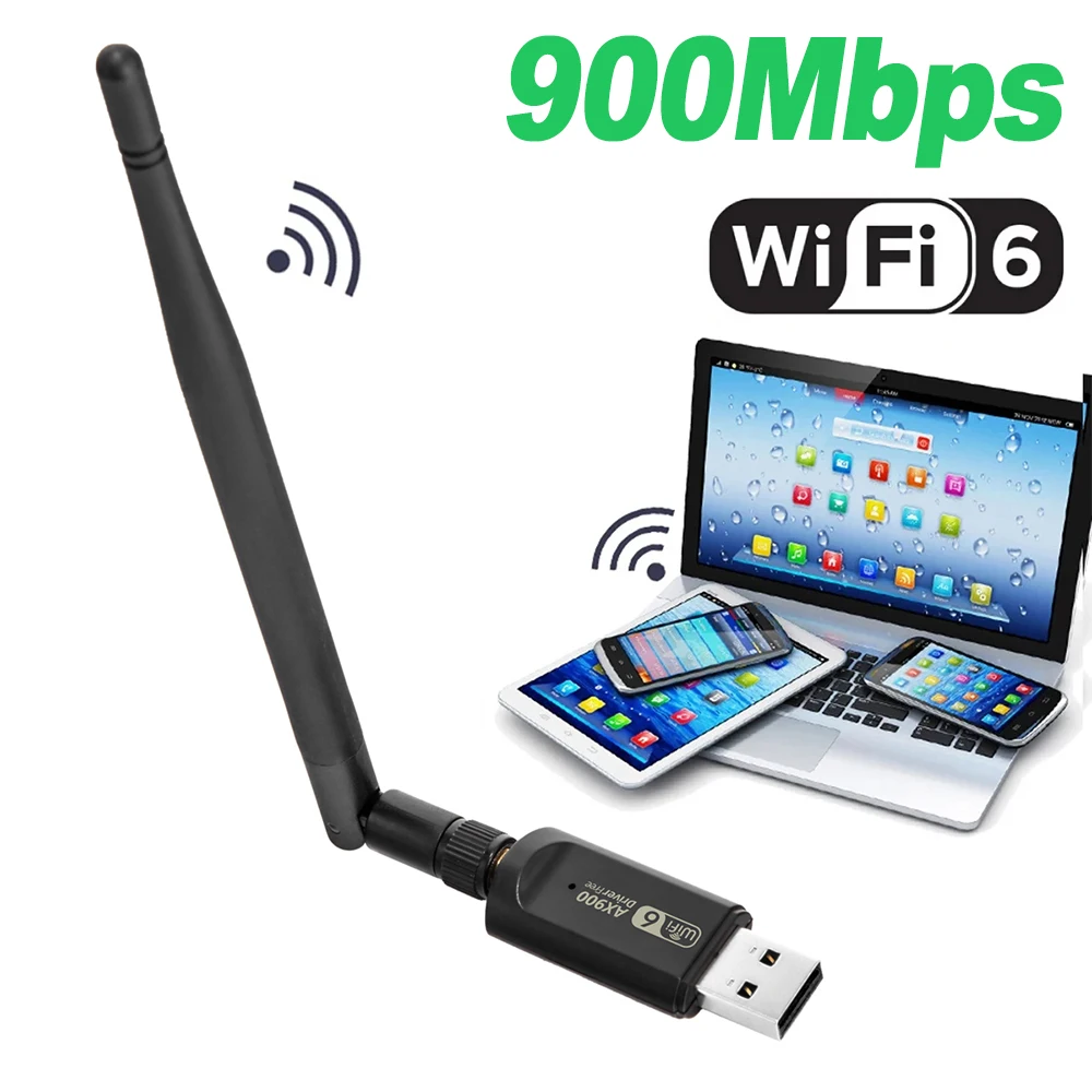 

900 Мбит/с WiFi 6 USB адаптер двухдиапазонный 2,4G/5 ГГц беспроводной WiFi приемник USB-ключ сетевая карта для ноутбука ПК Windows 10/11 AX900