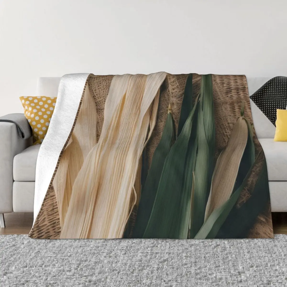 

Corn Husk and Hessian fabric No.5 Throw Blanket Flannel Fabric Luxury Blankets