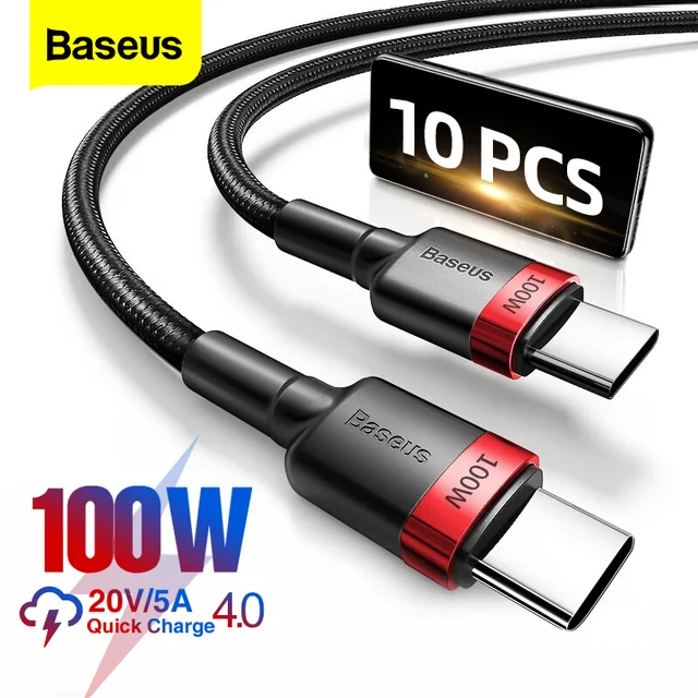 Baseus 100W USB C a USBC Cable PD Cable de carga rápida para MacBook Samsung Xiaomi Teléfono 2M Carga rápida 3.0 5A Tipo C Cable USBC