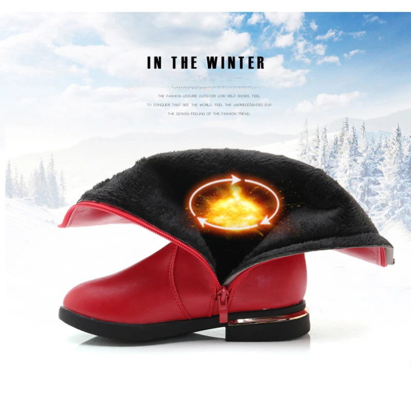 New 2024 Winter Children Snow Boots Fashion Bow Girls Princess Riding Boots Plus Velvet Kids High Boots Casual Shoes