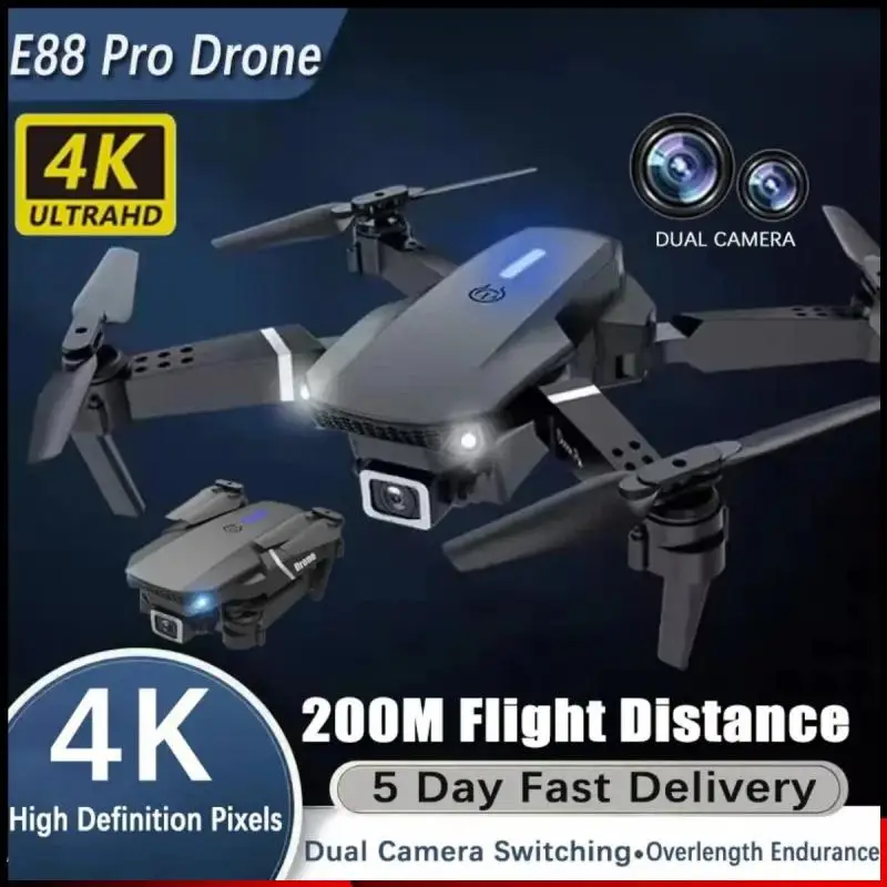 Квадрокоптер E88 Pro складной с широкоугольной HD-камерой 4K и поддержкой Wi-Fi