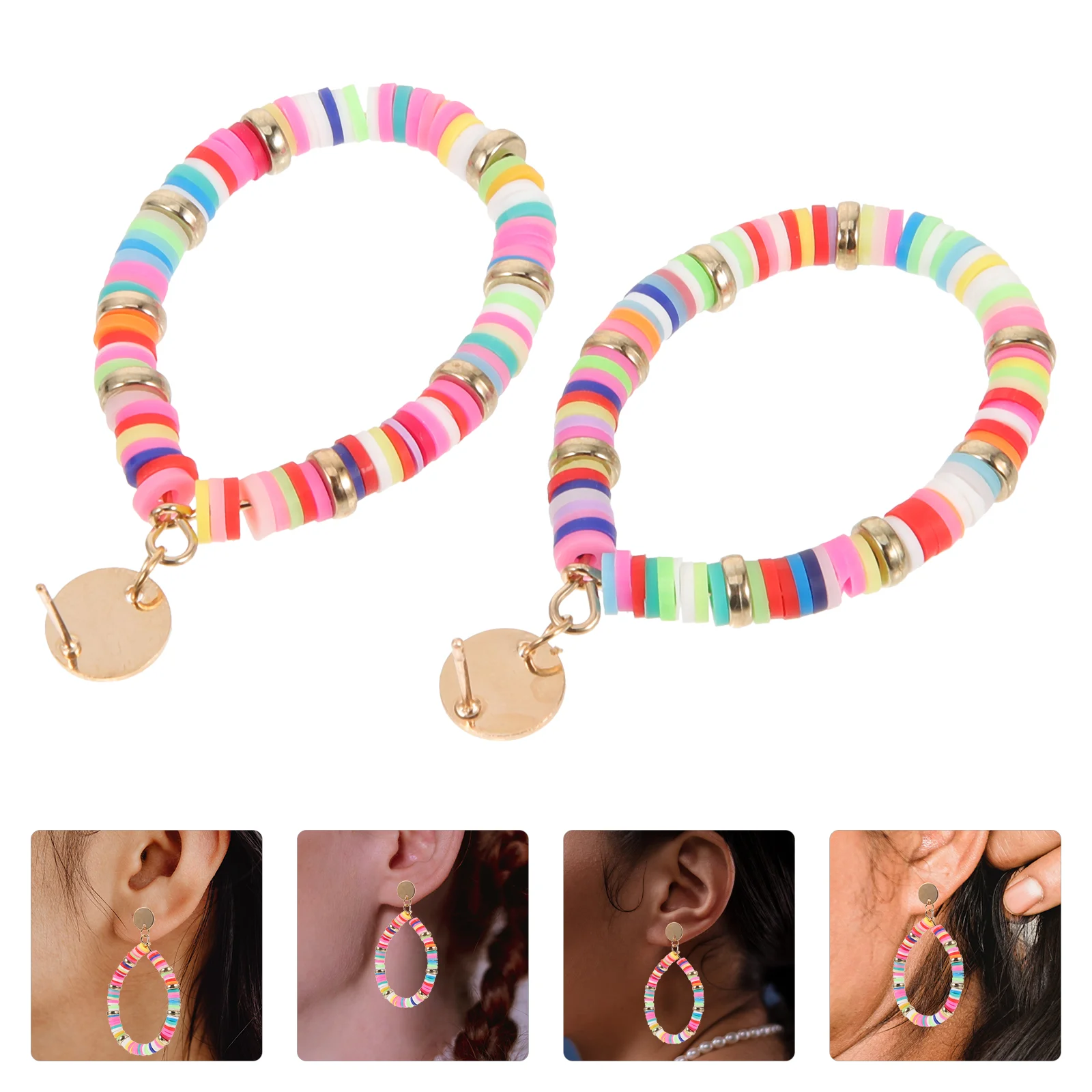 

1 Pair Colorful Bead Earrings Lightweight Drop Earrings Summer Beach Dangle Earrings