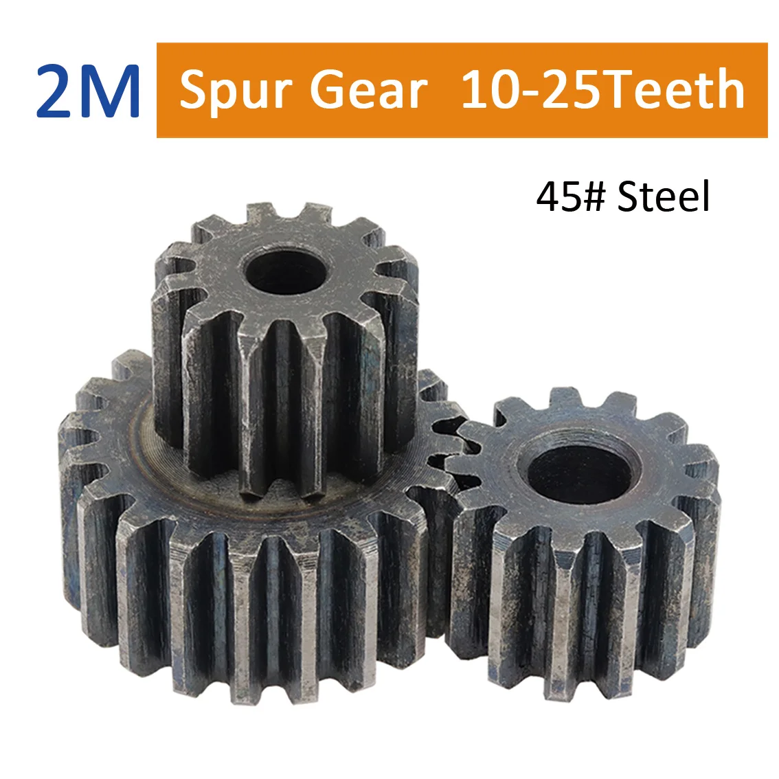 M2 45# Steel Cylindrical Gear 10T/11T/12T/13T/14T/15T/16T/17T/18T/19T/20T/21T/22T/23T/24T/25T Metal Pinion Chain Pitch 6.28mm