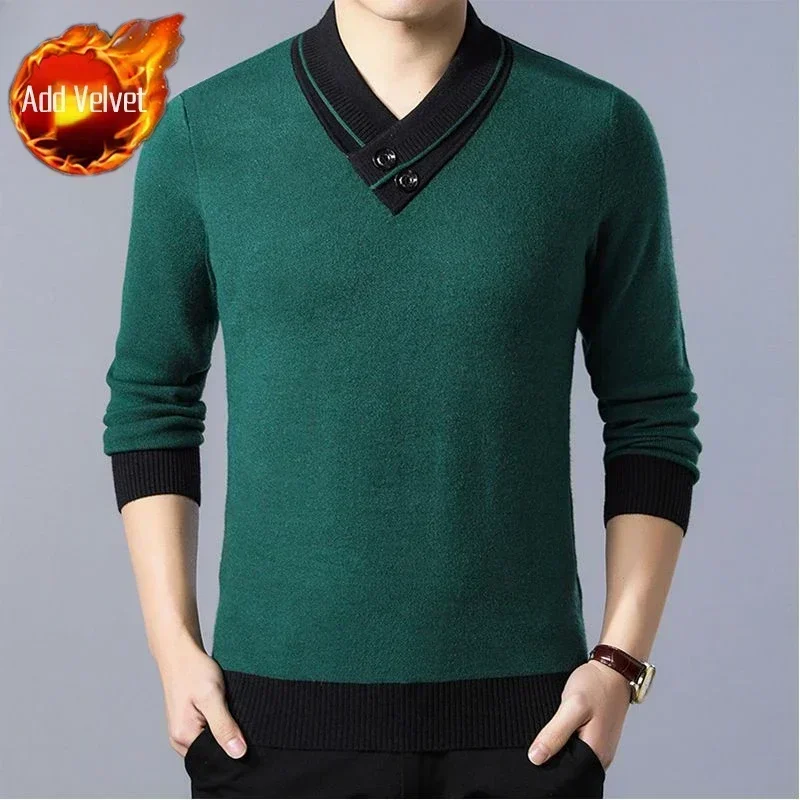 thumbnail image 1 of Suéteres de punto para hombres Jerseys de negocios empalmados Ropa de hombre beige Cuello en V Pedido Cálido Barato Invierno 2024 Diseñador Lujo Divertido X, 1 of 5