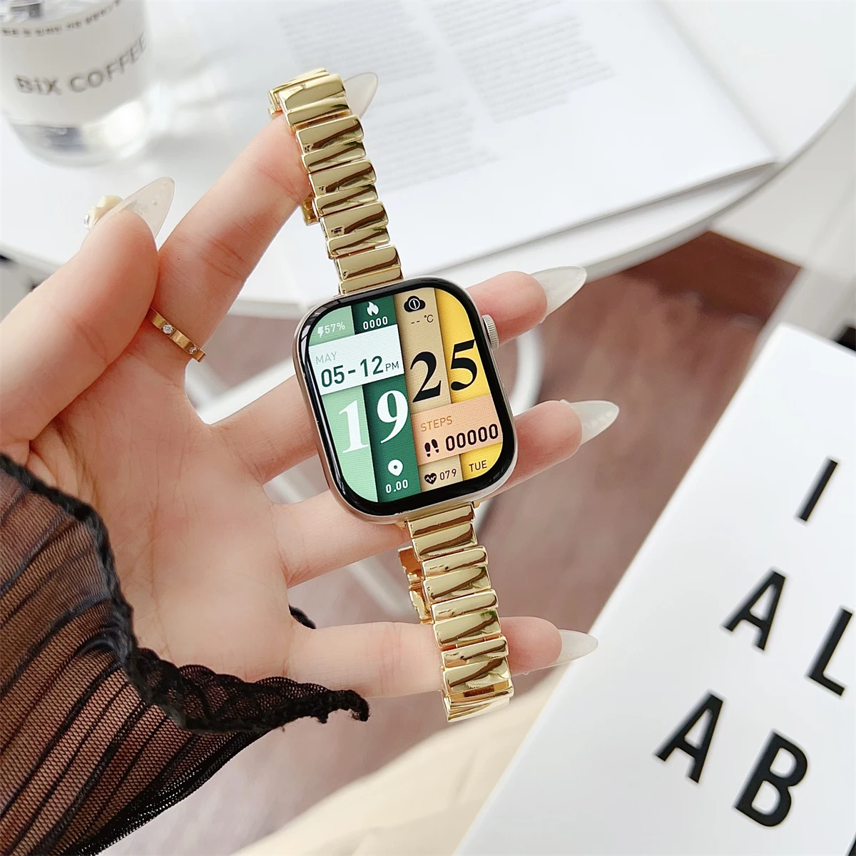 Kellon ranneke iwatchille 42/44/45/46/49mm 38/40/41mm Metal Fashion kellohihna kellosarjalle Ultra2 Series 10/9/8/7/6/5/4/3/2/1_voghion.com