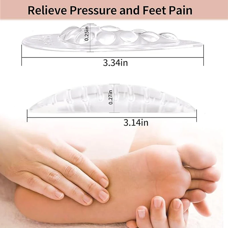 4 Pair of Transparent Arch Support Particle Insoles Flat feet high arches relieve stress insole