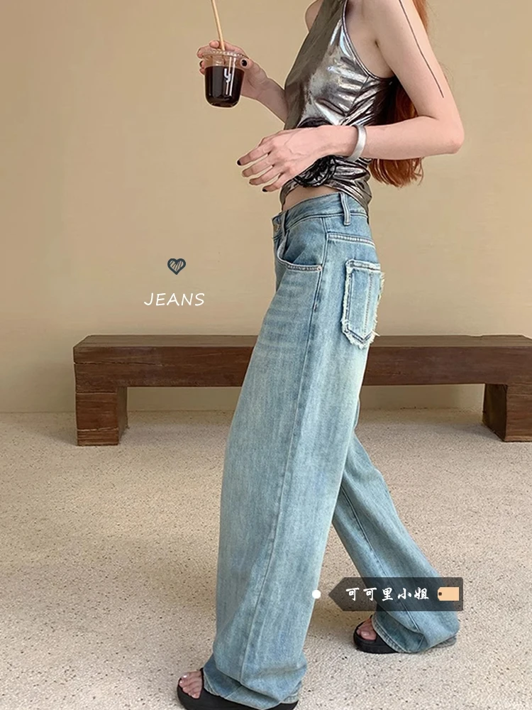 

Women's Y2k Jeans Harajuku Japanese 2000s Style Baggy Denim Trousers Aesthetic Vintage Trashy Oversize Jean Pants 2024 Clothing