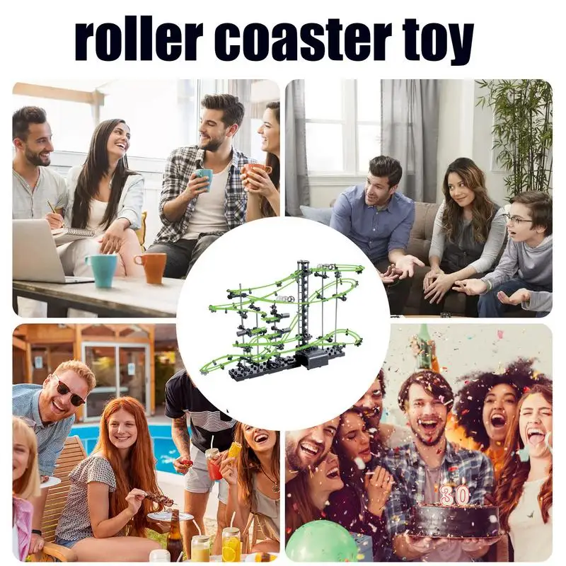Marble Coaster Run With Motor Set Marble Runs Battery-Powered Design Educational Roller Coaster Kit Race Game For Ages 14
