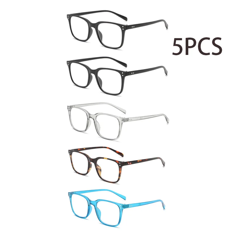 5PCS Five pairs of stylish and comfortable reading glasses, anti-blue light, suitable for men and women of all ages
