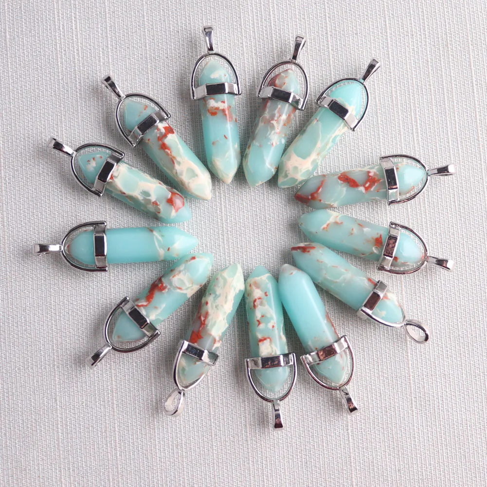 

Стеклянные подвески из цинкового сплава для изготовления ювелирных изделий, 50 шт./лот, ожерелье с шестиугольной колонкой, кулон рейки, маятник, амулет, оптовая продажа