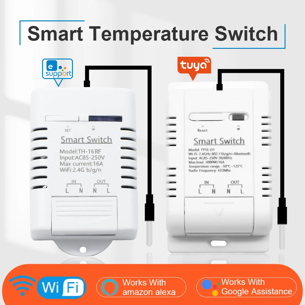 Tuya Ewelink Th16 Wifi Smart Switch Monitoramento Remoto Sensor de Temperatura 16a 3000w para Alexa Google Home