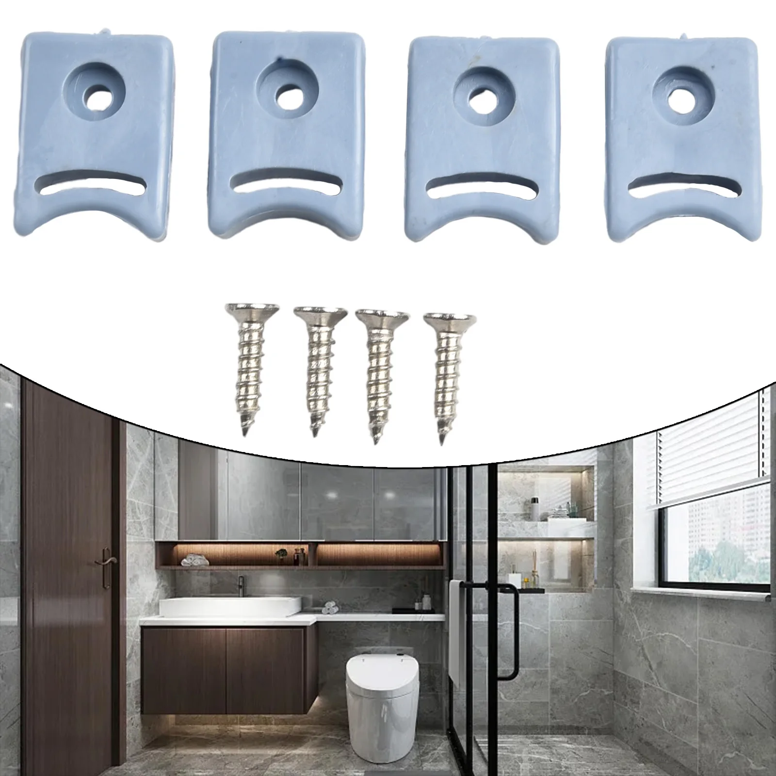 4PCS Door Stop With Screws Door Pulley Rubber Stops/Bumpers Top And Bottom Limit Block For Shower Room Pulley Accessories