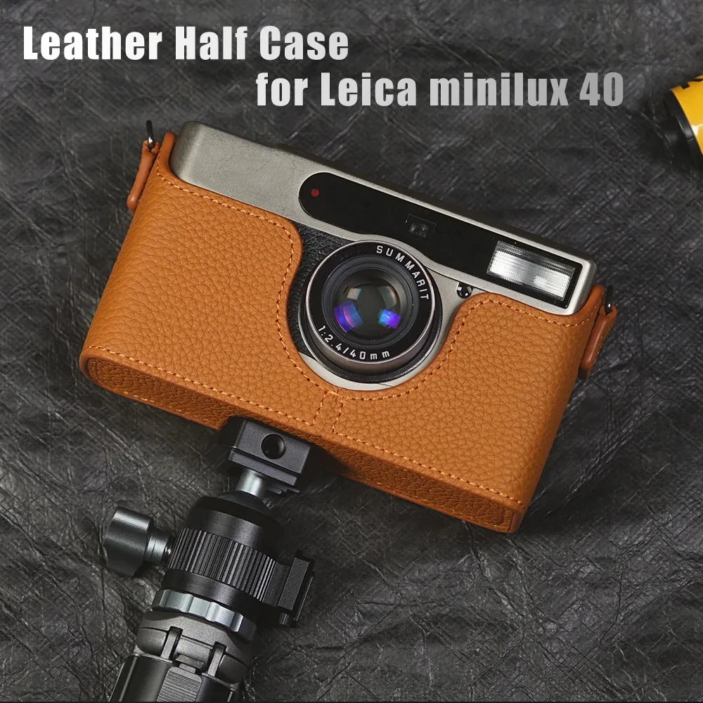 For Leica Minilux Case Genuine Real Leather Half Camera Case Bag