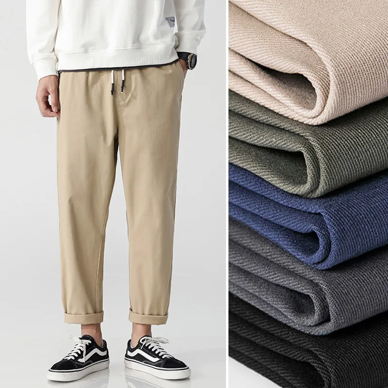 

2024 KPOP Fashion Style Harajuku Slim Fit Sweat Pants Loose All Match Casual Pants Solid Pockets Pure Cotton Straight Leg Pants