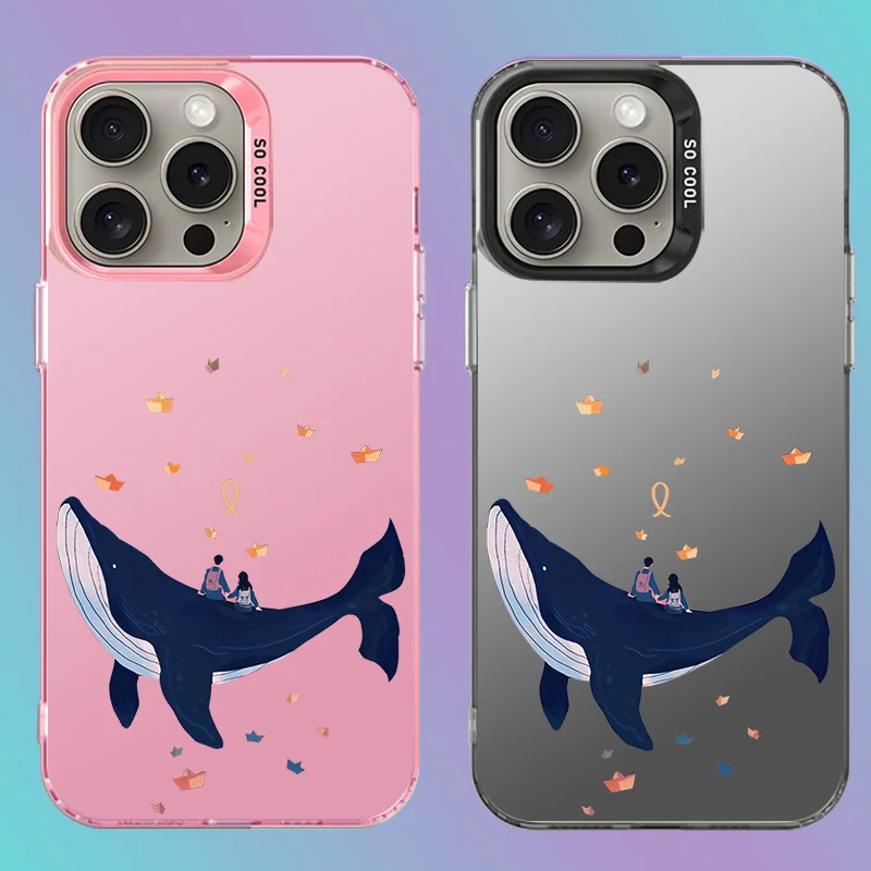 Custodia Per Iphone 14 15 Plus Pro Max Custodia Per Telefono Blue Whale Coppia Carina