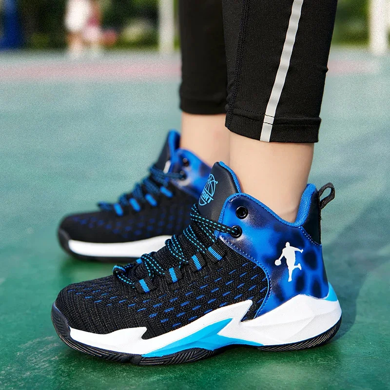 Boys Brand Mesh Basketball Shoes Kids Sneakers Thick Sole Non-slip Children Sports Shoes Child Boy Basket Trainer Girls kids shoes red sneakers