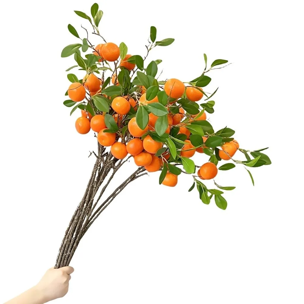Künstliche Orangenzweige mit Grünen Blättern, Luxuriöse Simulierte Orangen, Realistische Elegante Kunstpflanzen für Haus und Garten – Detail 5