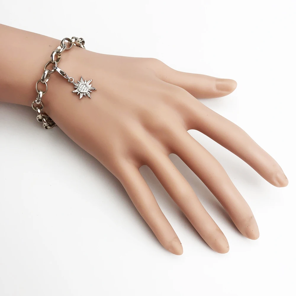 Neuester weißer CZ Pave Sun Anhänger Charm Trendy 925 Sterling Silber Modeschmuck Geschenk für Frauen Männer – Detail 4