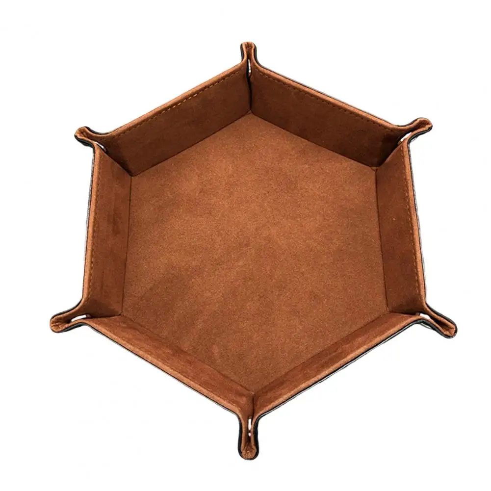 접이식 육각형 대용량 보관 트레이, 쌓을 수 있는 인조 가죽 키 화장품, 립스틱 보관 거치대, 사무용품