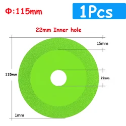 Diamond Glass Cutting Disc - 1 - 25 Pack, Precision Jade Crystal Grinding Chamfering Saw Blade, 100/115/125mm (115x22mm(1pcs))