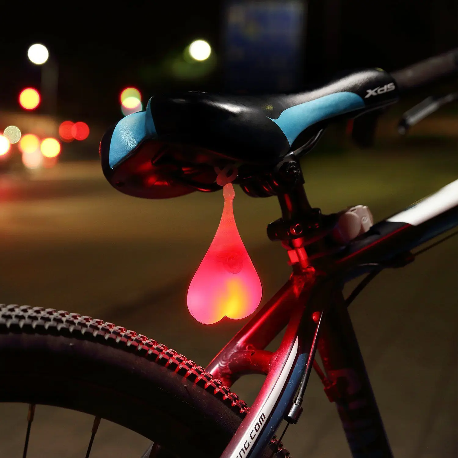 

Bicycle Light Waterproof Bike Taillight LED Safety Back Light Riding Warning Saddle Bike Rear Light Loving Heart Silica Gel