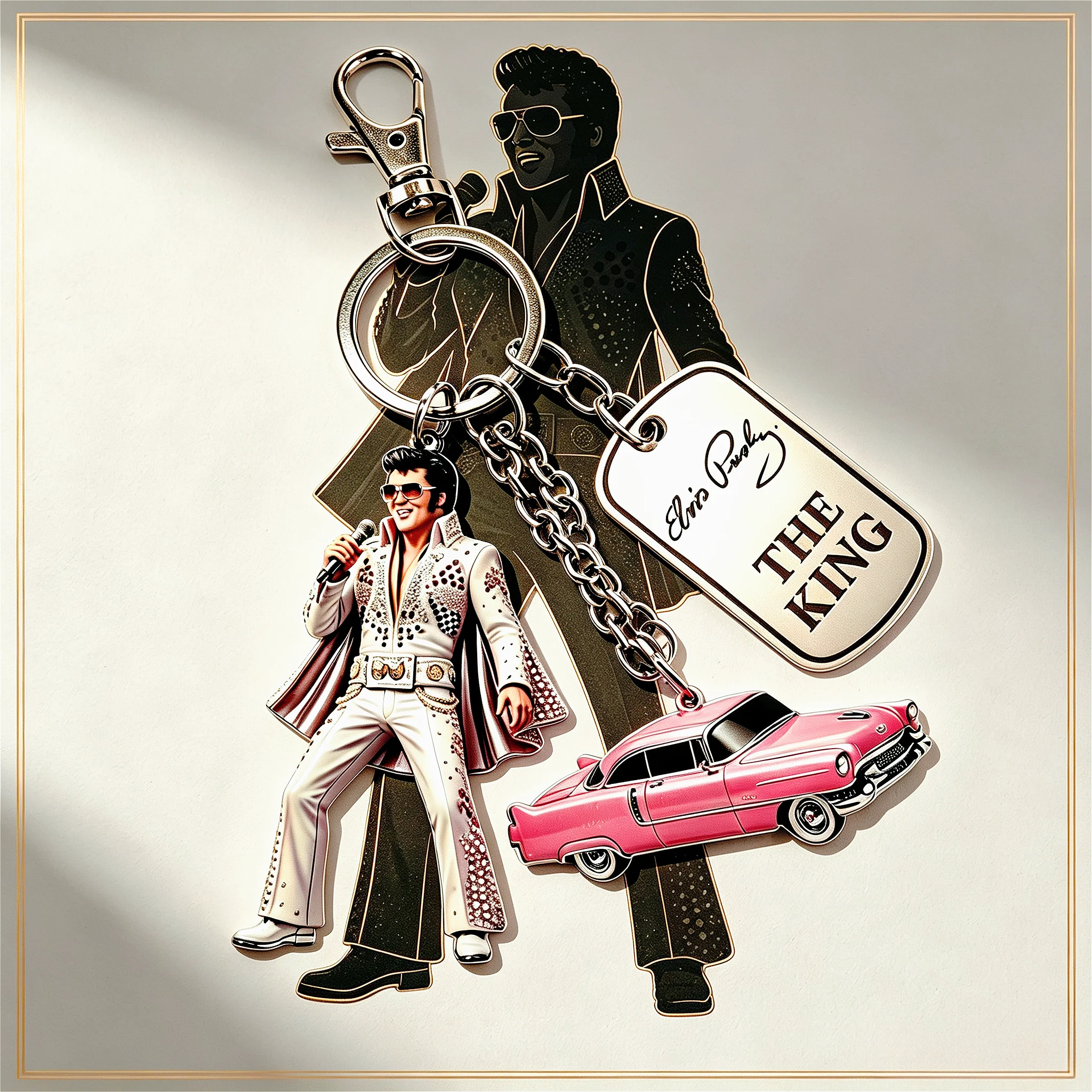 Portachiavi Michael Jackson, Elvis Presley 2026, portachiavi con ciondolo classico del Re della Danza, portachiavi alla moda del cantante - immagine 2