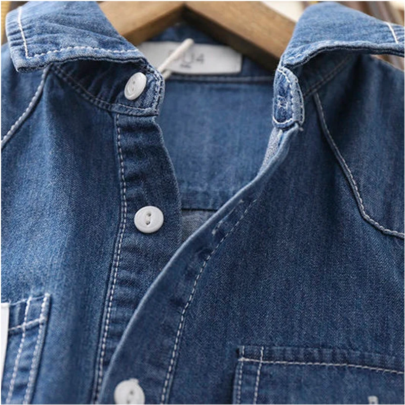 Fashion Boys Denim Shirt Long Sleeve Turn Down Collar Blue Shirt Children Boys Loose Casual Cardigan Tops Clothes