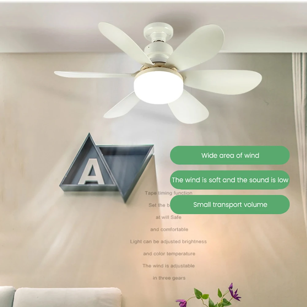 

60W Ceiling Fan E27 With Led Light And Remote Control 360 ° Rotation Cooling Electric fan Lamp Chandelier For Room Home Decor