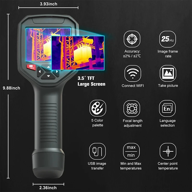 와이파이 적외선 열화상 카메라, HT-H8 산업용 PCB 회로 가열 파이프 감지, 384x288 픽셀 적외선 열화상 카메라
