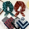 Vintage Flower Pattern Head Neck Scarves 65*65cm Cotton Linen Print Square Scarf For Women Small Shawls Female Bag Scarves 2