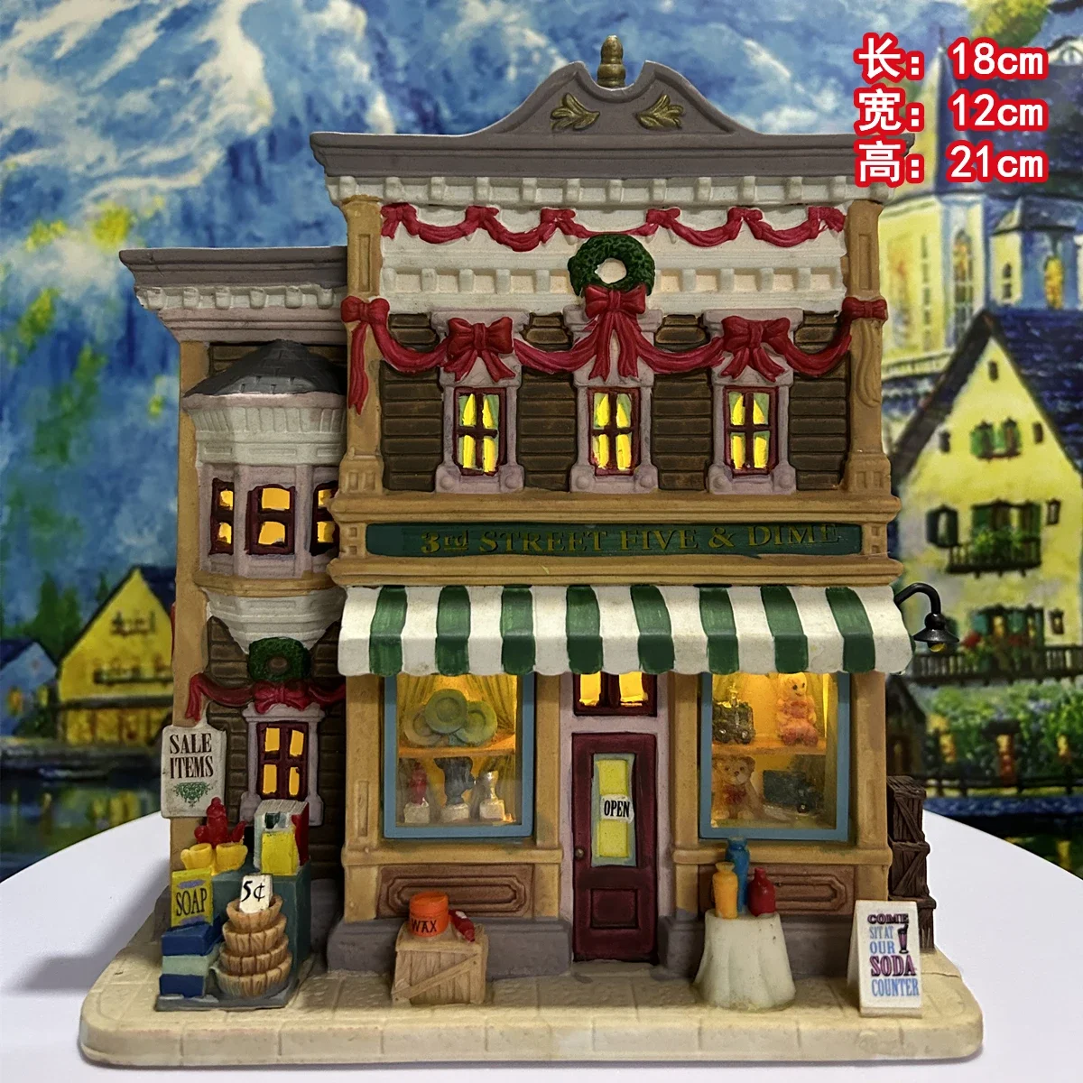 

Lemax Ceramic Painted Night Lamp House Miniature Version of European Building Home Furnishing Living Room Ornaments Gift