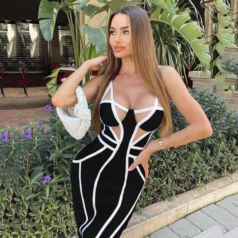 

Fashion Bodycon Midi Bandage Dress Sexy Vestidos Elegantes Para Mujer Robe Moulante Femme Evening Cocktail Party Night Dresses