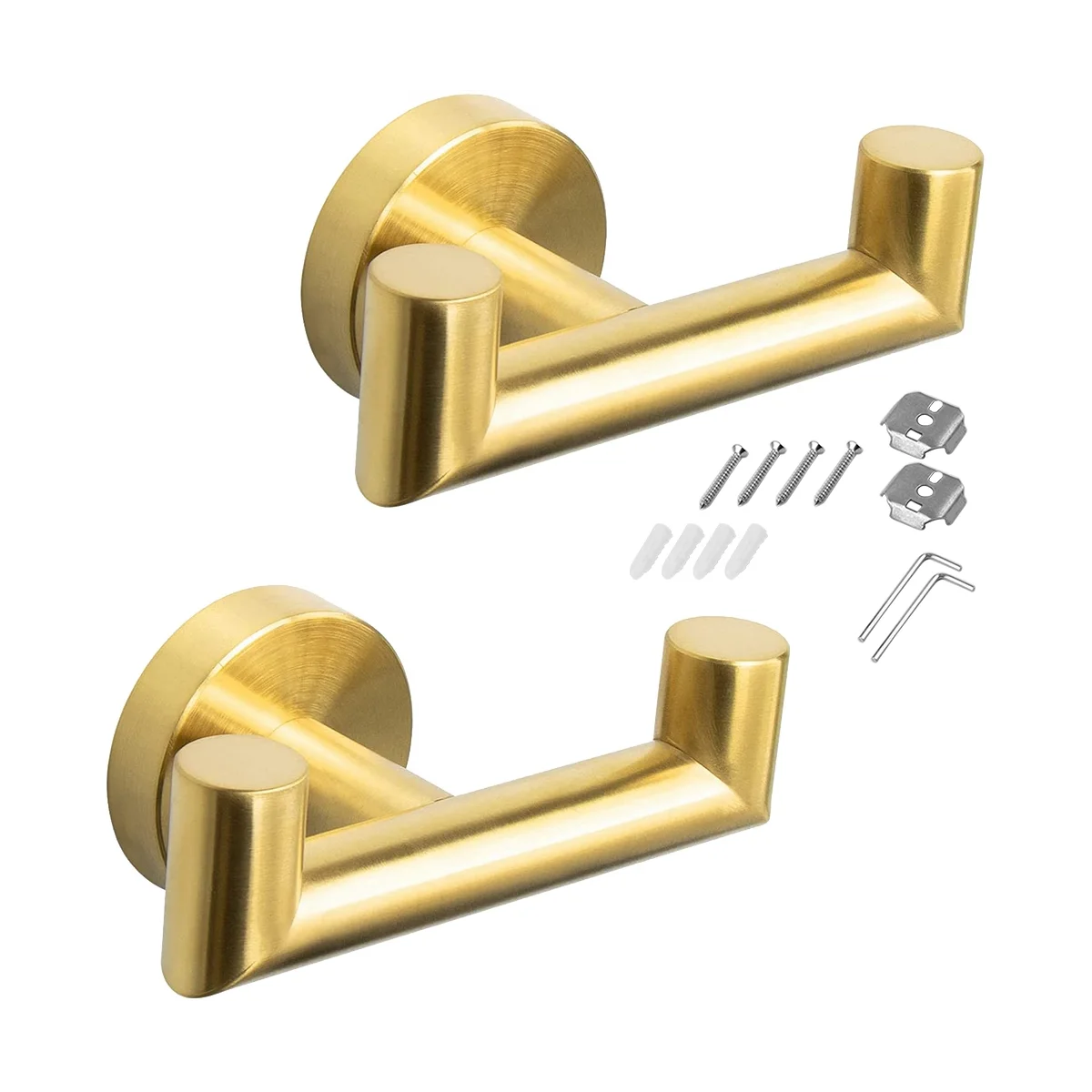 

Double Towel Hook Stainless Steel Robe Towel Holder, Heavy Duty Double Coat Hook for Bathroom Living Room