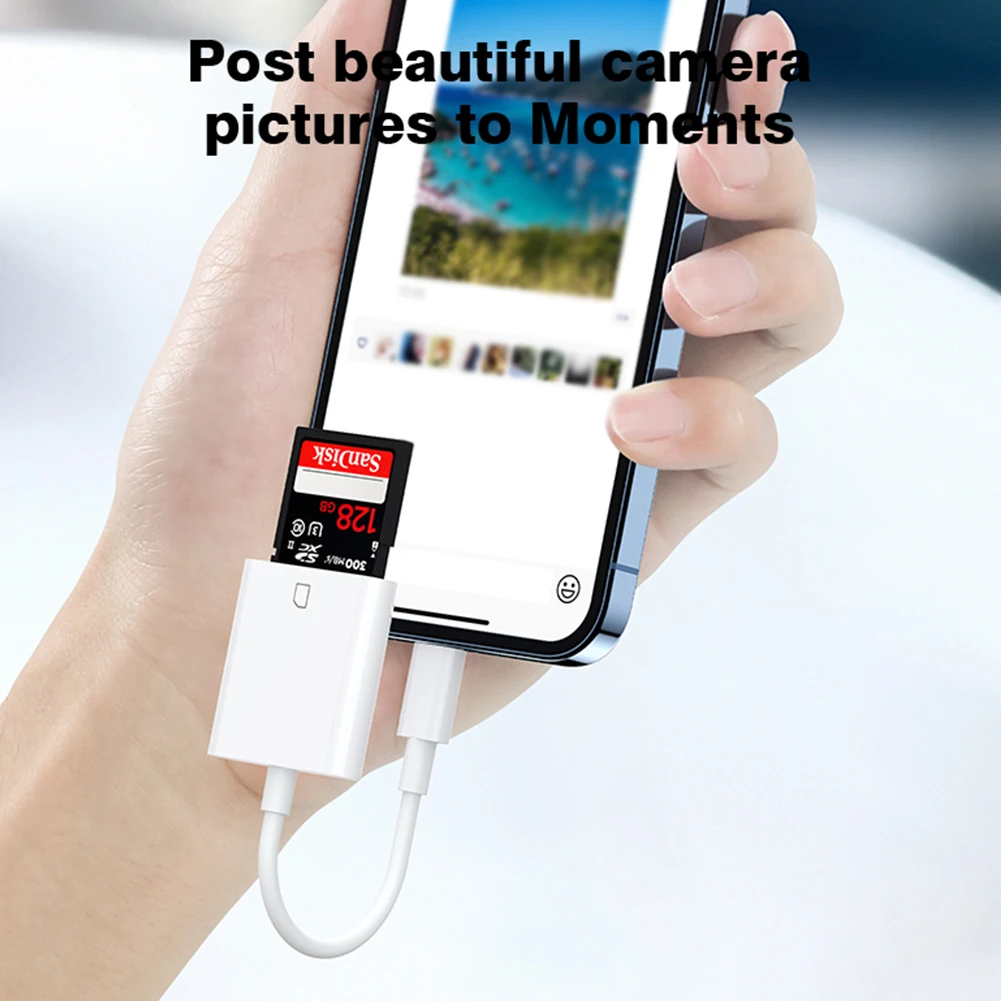 Card Reader For iPhone Card Reader Memory Card Adapter 8Pin To SD Camera Reader Data Converter OTG Cable for iPhone 14 13 12 11 Pro Max