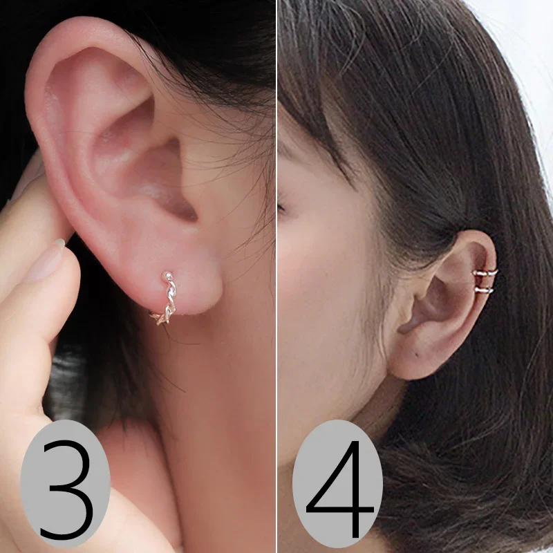 Ear Clip Earrings Trusta 2pcs 100% 925 Sterling Silver Clip on Earrings Ear Cuff For Women Girl Lady Without Piercing