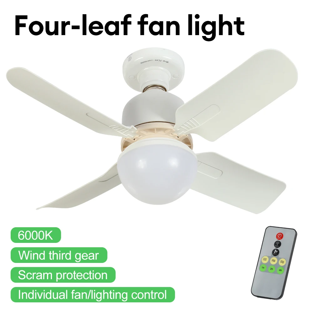 24W Fan Light With Smart Remote Control Ceiling Light Fan Led Bulb E27 Lamp For Bedroom Living Room fan with light