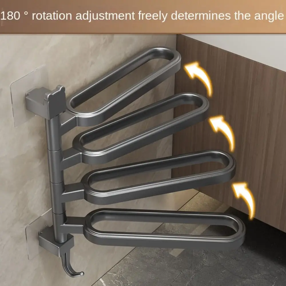 

Вращающийся на 180 ° поворотный держатель для полотенец, многослойная Поворотная вешалка для полотенец без пробивания отверстий, износостойкая вешалка для полотенец 1/2/3/4 полотенце для рук