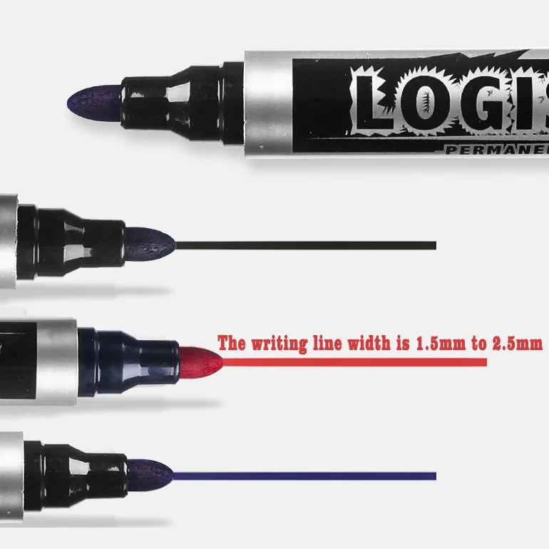 검정 빨강 파랑 방수 속건성 색상 지속성 마커 펜 세트 (칠판, 물류 사무실, 학교, 그림 그리기, 문구용)